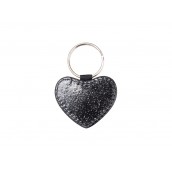 Sublimation Glitter PU Leather Key Chain (Heart, Black)(10/pack)